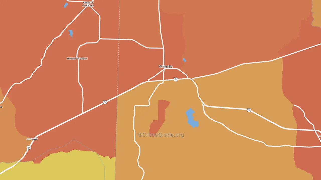 Whiteville, TN Map of Murder Rates