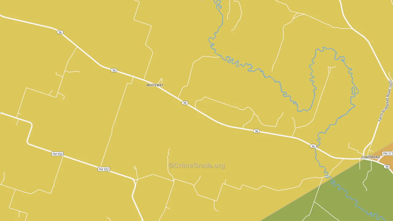Whiteway, TX Map of Murder Rates