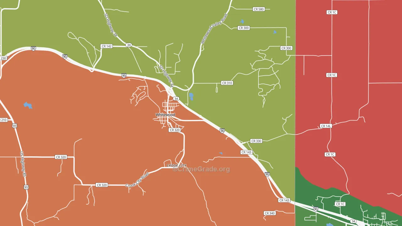 Whitewood, SD Map of Murder Rates