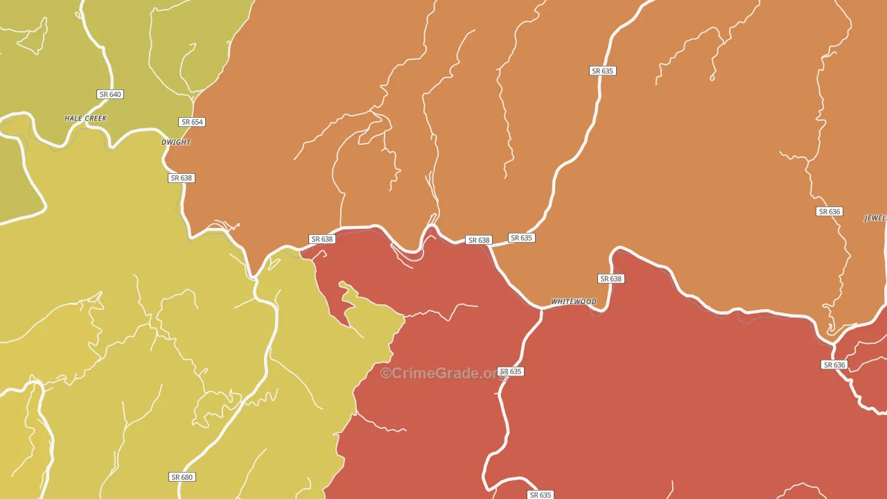 Whitewood, VA Map of Murder Rates