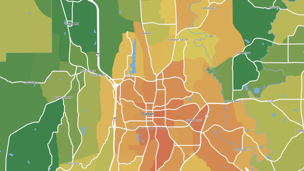 Whitfield County, GA Map of Murder Rates