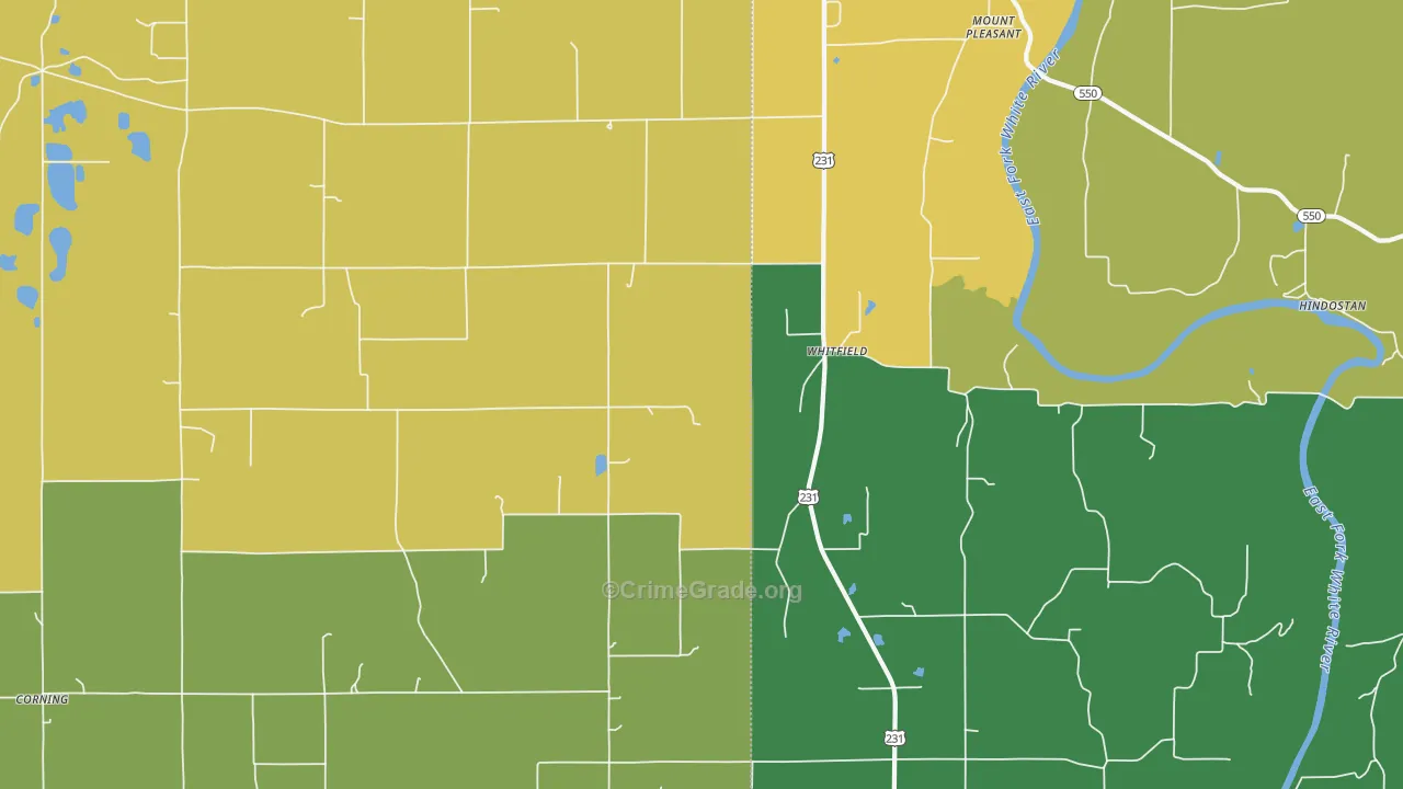 Whitfield, IN Map of Murder Rates