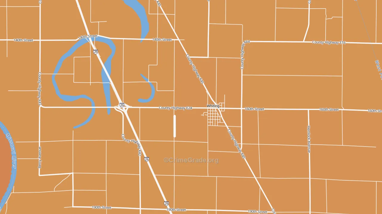 Whiting, IA Map of Murder Rates