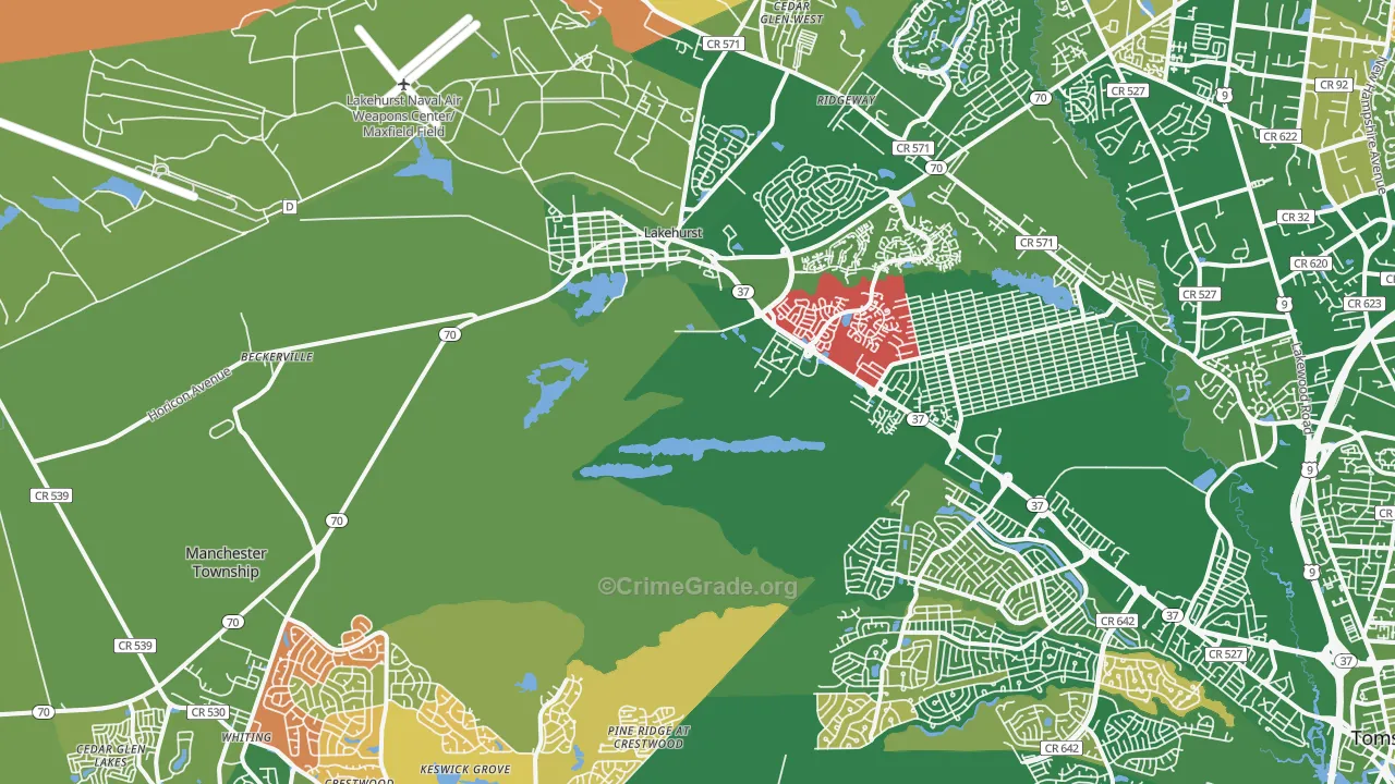 Whiting, NJ Map of Murder Rates
