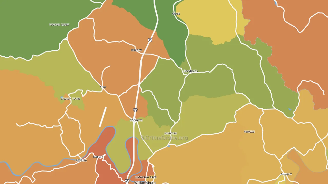 Whitley County, KY Map of Murder Rates