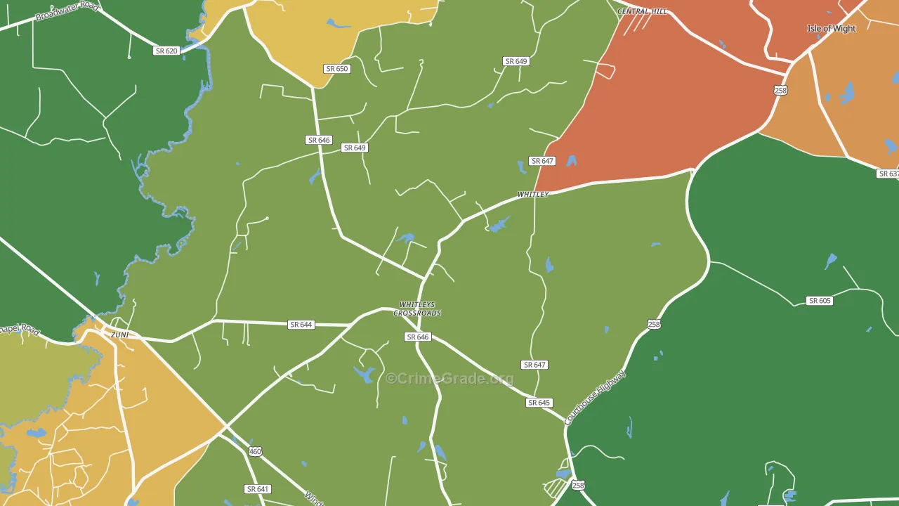 Whitley, VA Map of Murder Rates