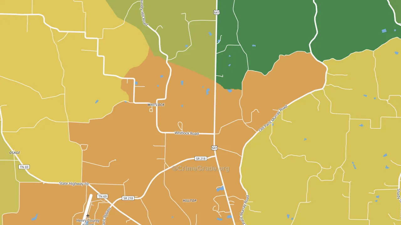 Whitlock, TN Map of Murder Rates