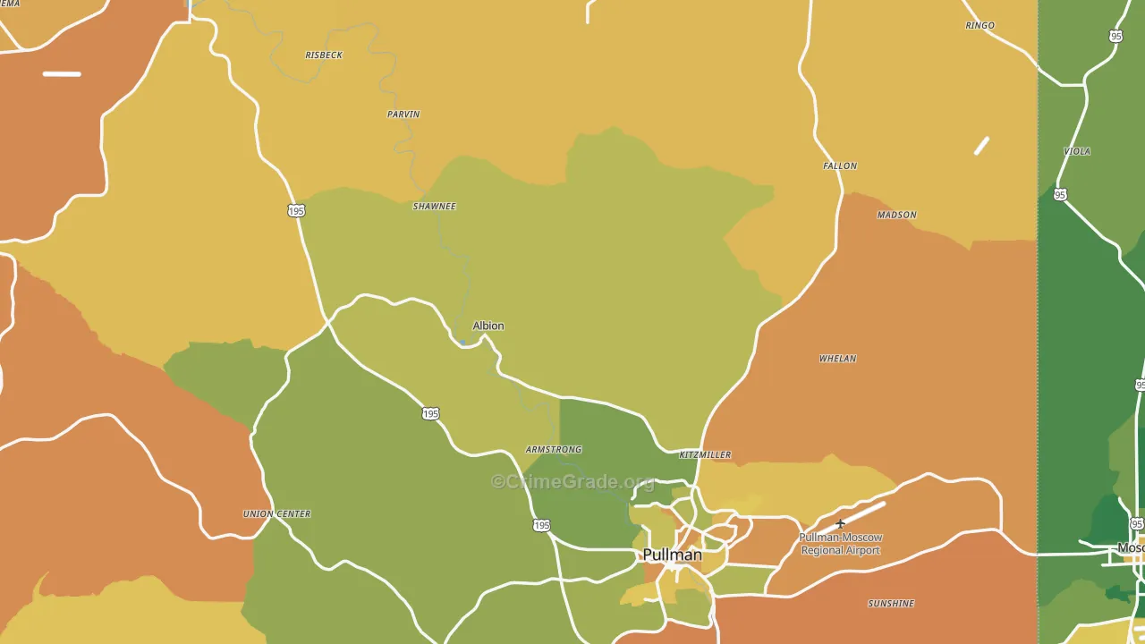 Whitman County, WA Map of Murder Rates