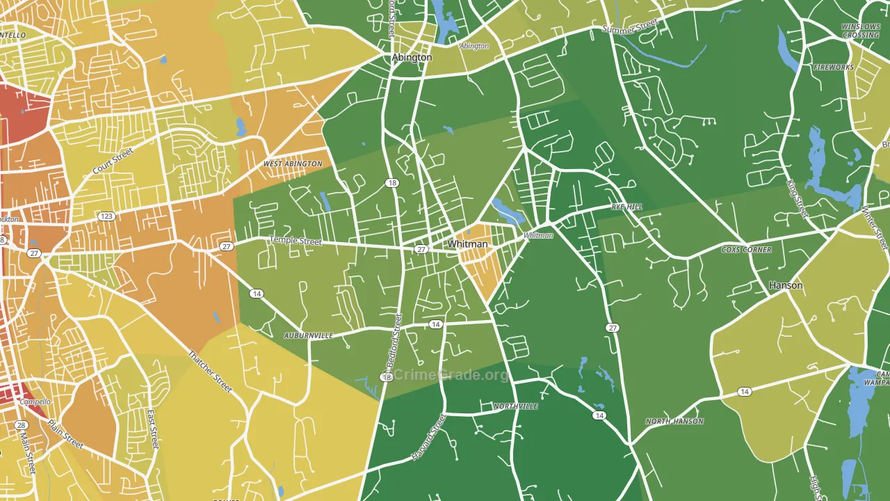 Whitman, MA Map of Murder Rates