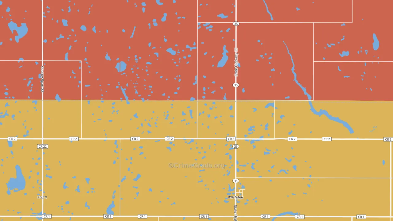 Whitman, ND Map of Murder Rates