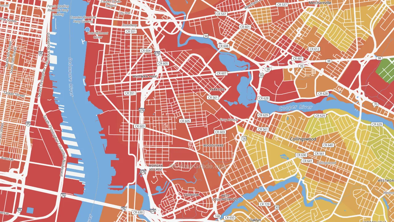 Whitman Park, Camden, NJ Map of Murder Rates