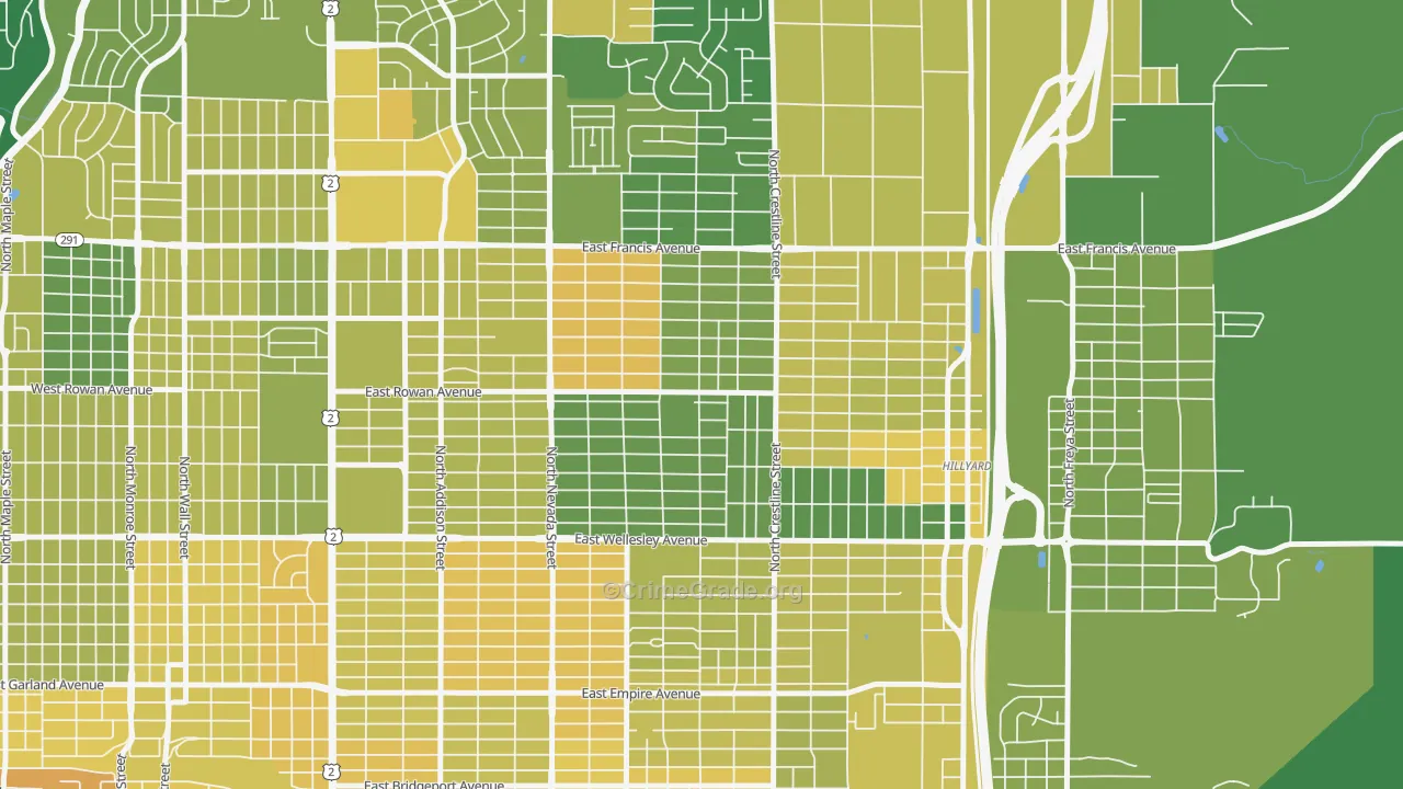 Whitman, Spokane, WA Map of Murder Rates