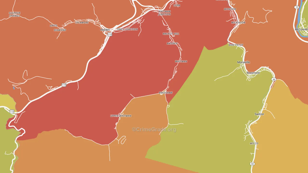 Whitman, WV Map of Murder Rates