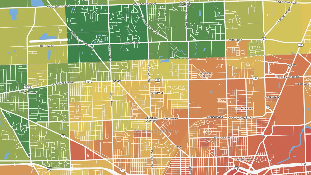 Whitmer-Trilby, Toledo, OH Map of Murder Rates