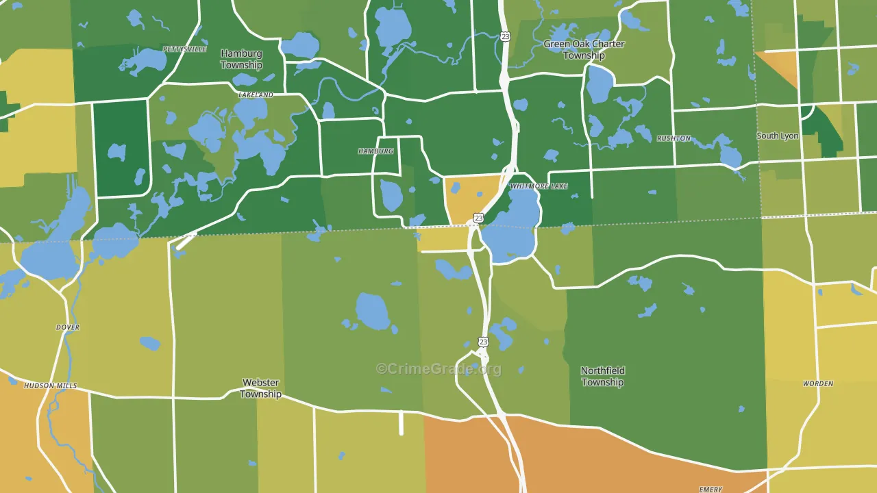 Whitmore Lake, MI Map of Murder Rates