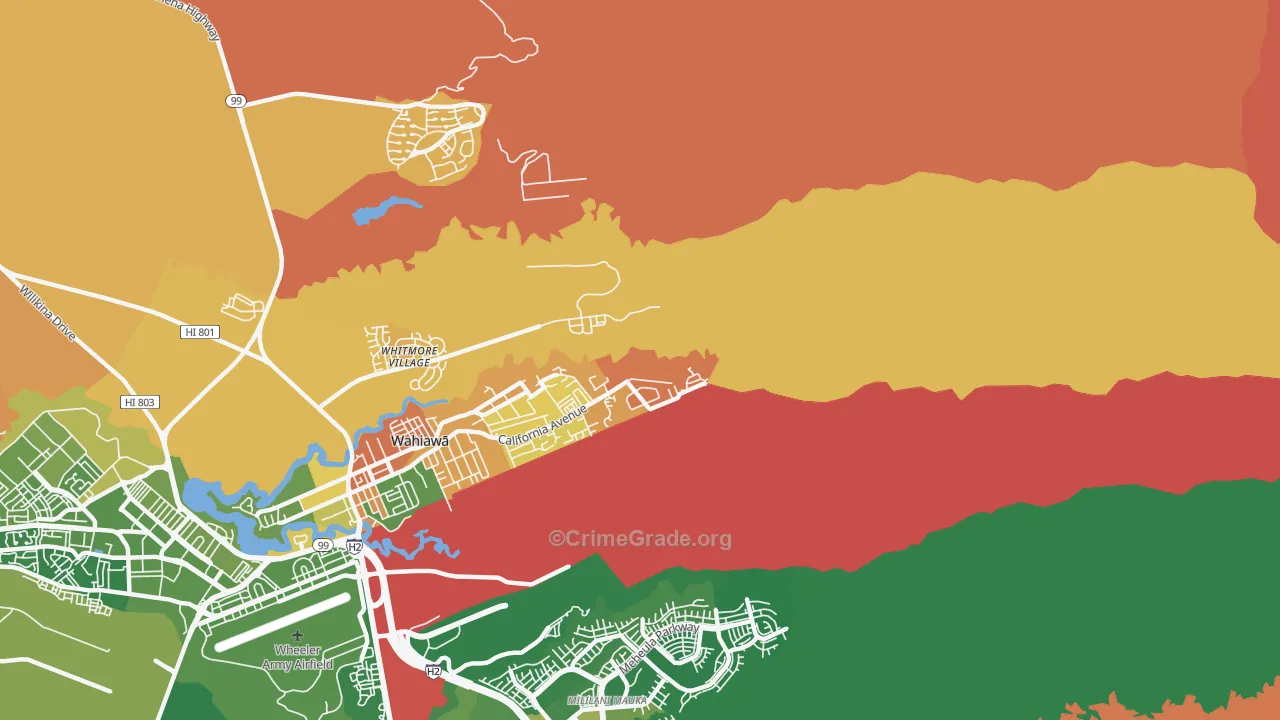 Whitmore Village, HI Map of Murder Rates