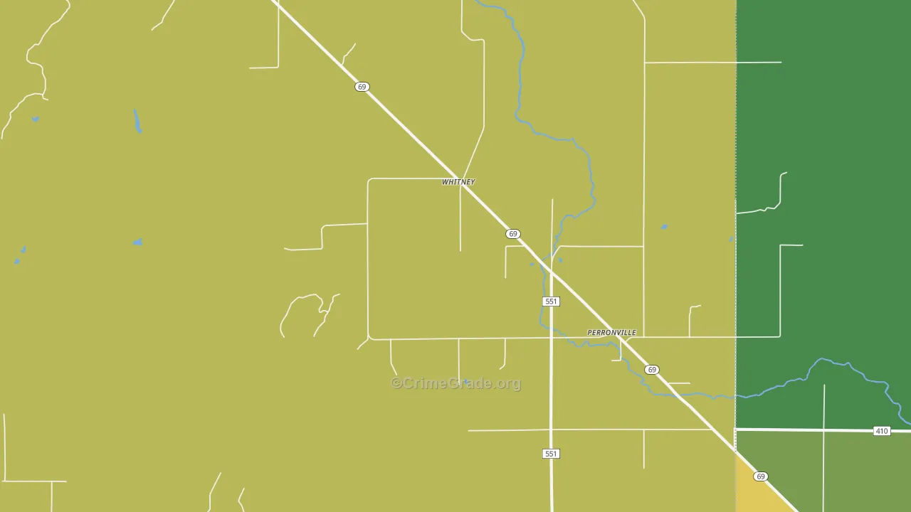 Whitney, MI Map of Murder Rates