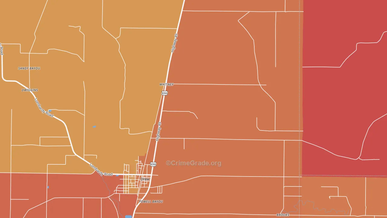 Whitney, MS Map of Murder Rates