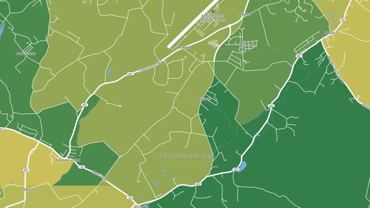 Whitney, PA Map of Murder Rates