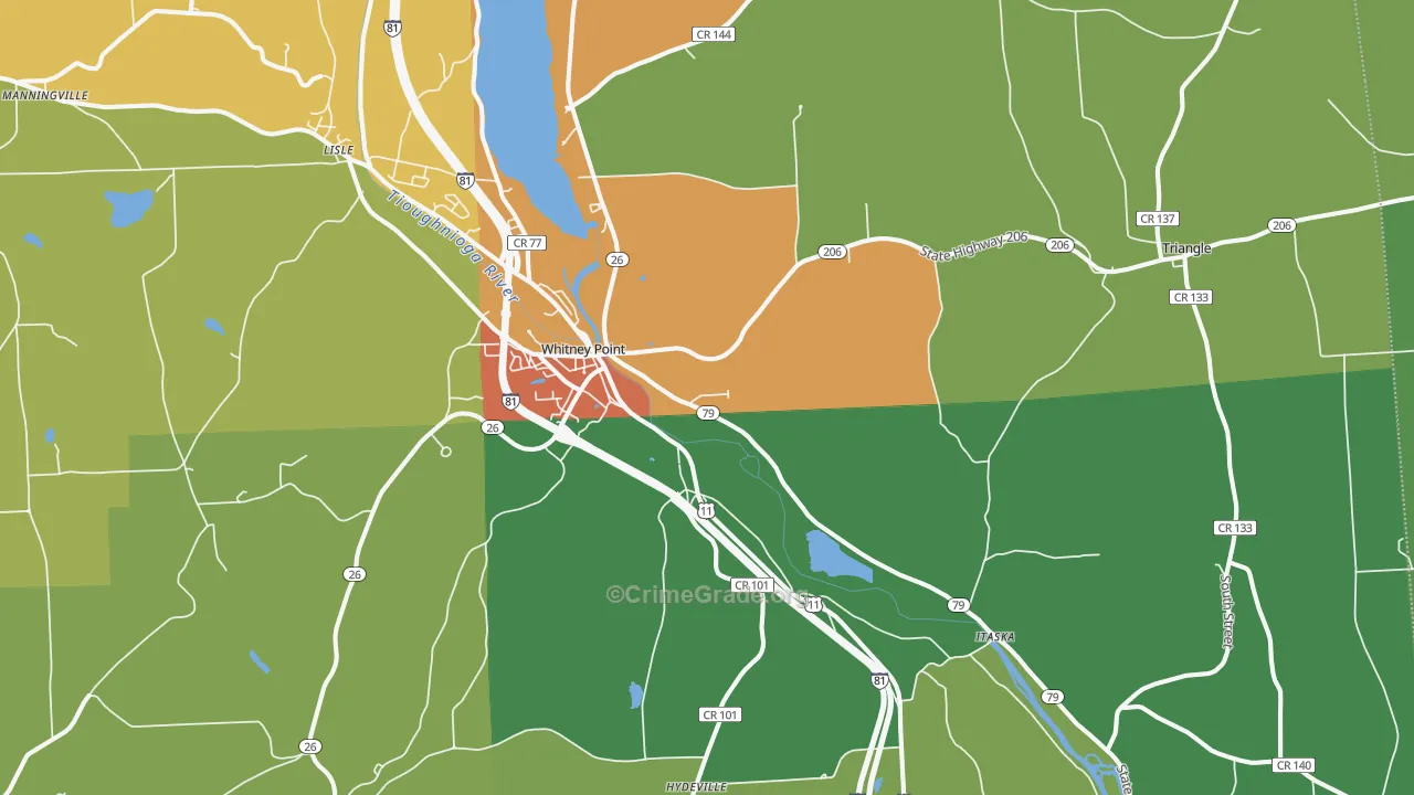 Whitney Point, NY Map of Murder Rates