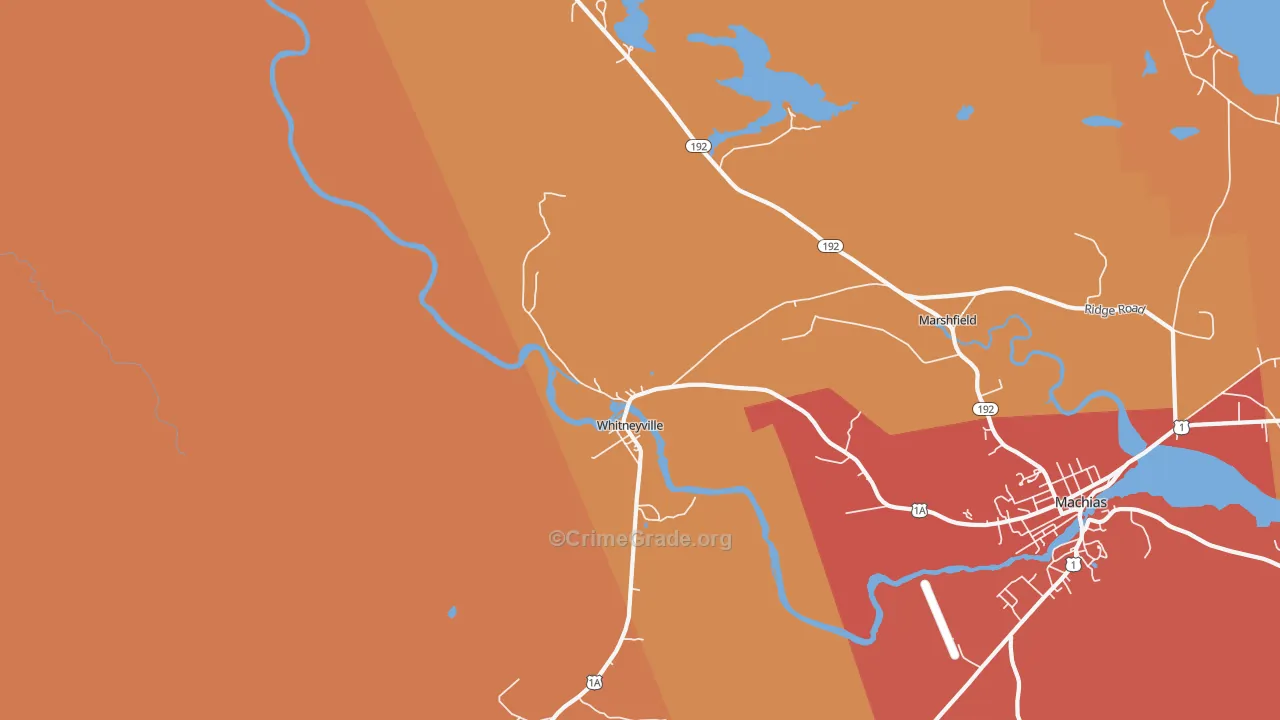 Whitneyville, ME Map of Murder Rates