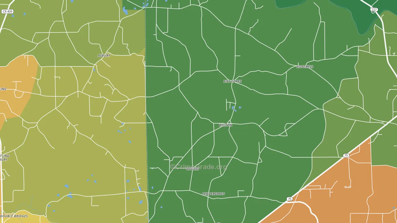 Whiton, AL Map of Murder Rates
