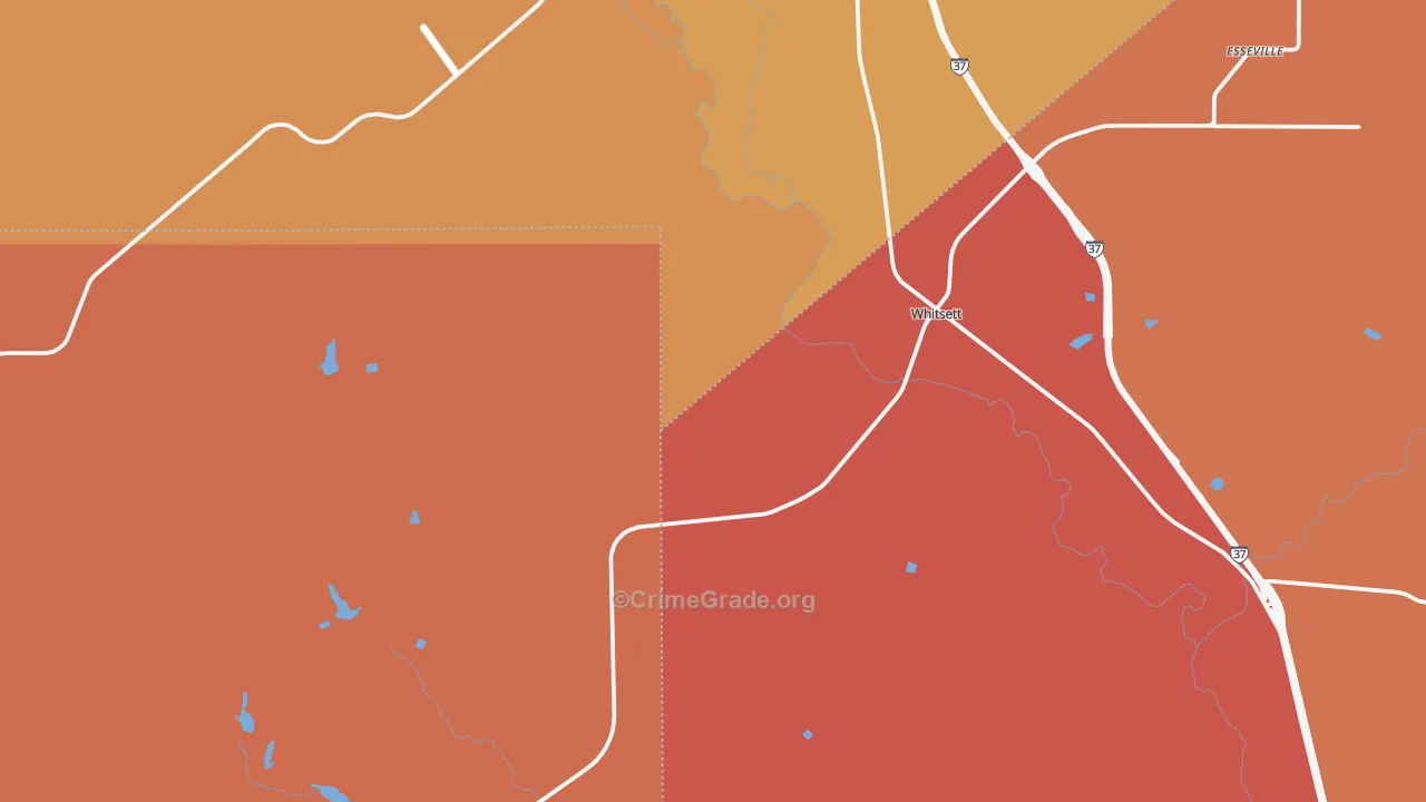 Whitsett, TX Map of Murder Rates