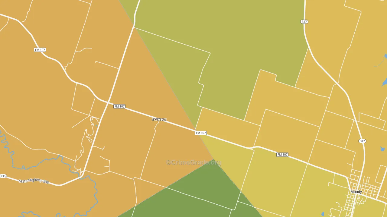 Whitson, TX Map of Murder Rates