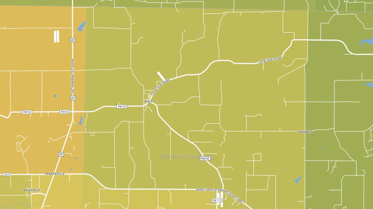 Whitt, TX Map of Murder Rates