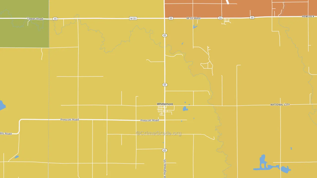 Whittemore, MI Map of Murder Rates