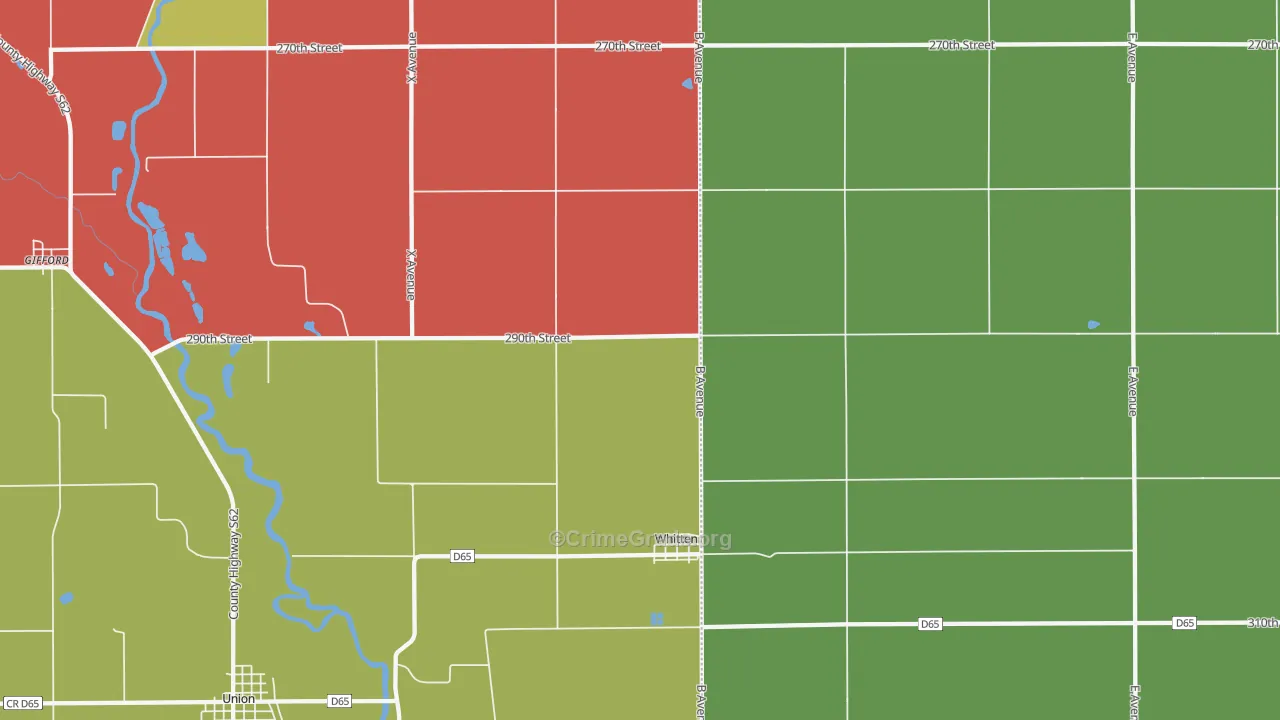 Whitten, IA Map of Murder Rates