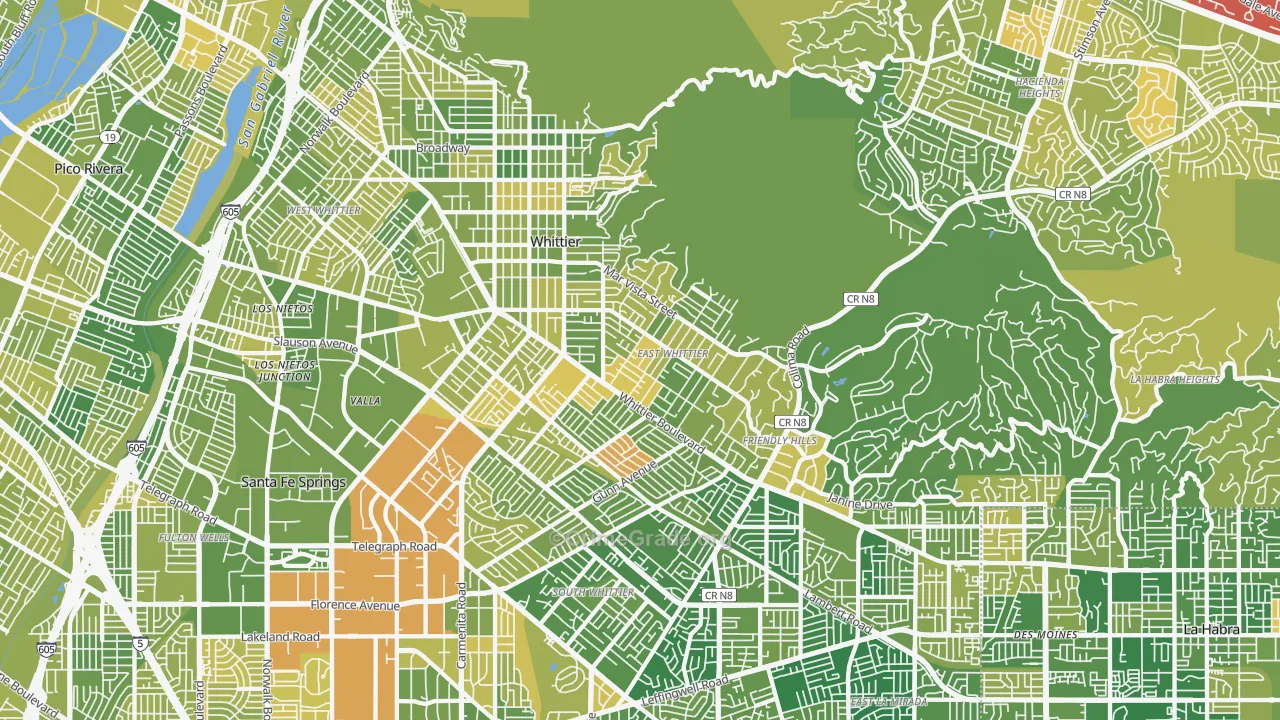 Whittier, CA Map of Murder Rates