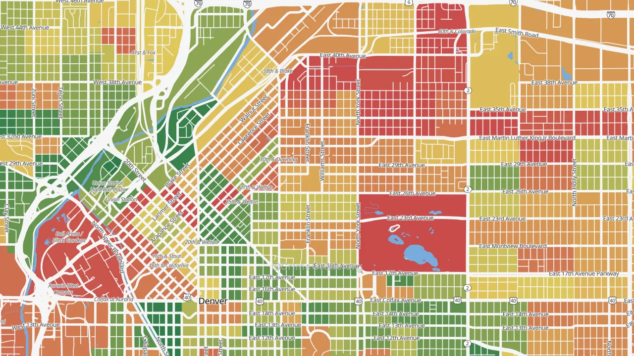 Whittier, Denver, CO Map of Murder Rates
