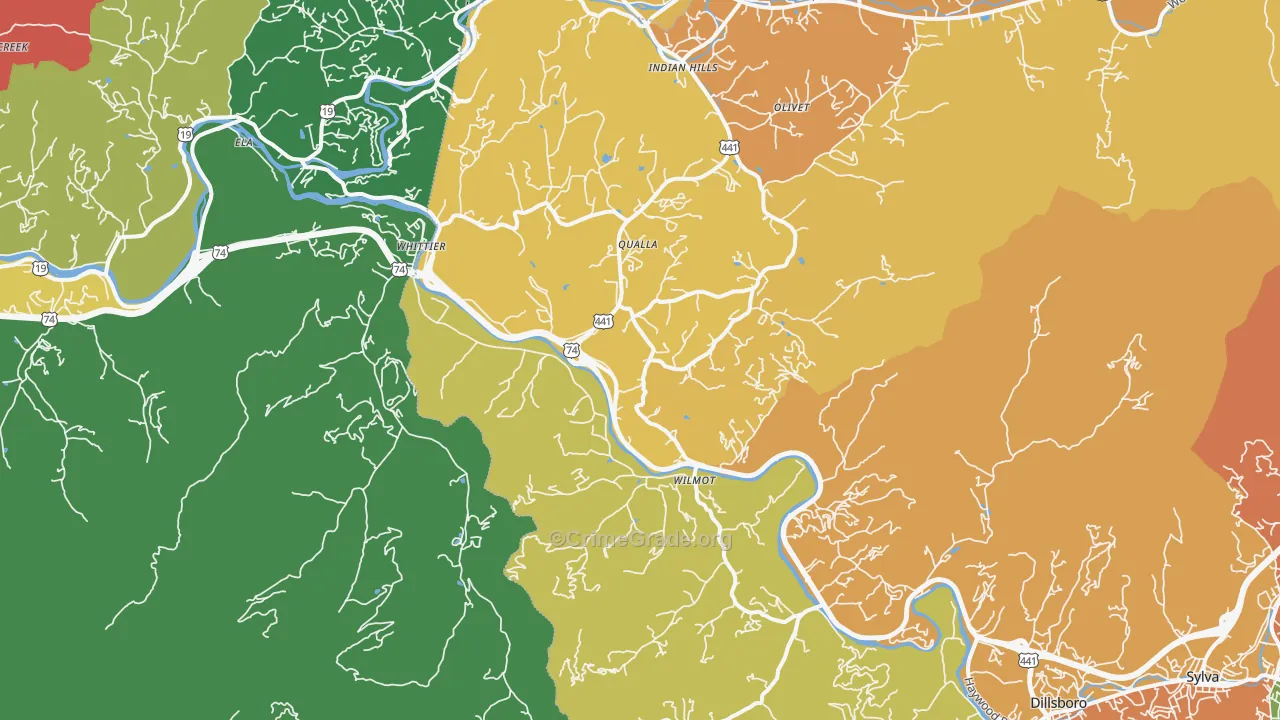 Whittier, NC Map of Murder Rates