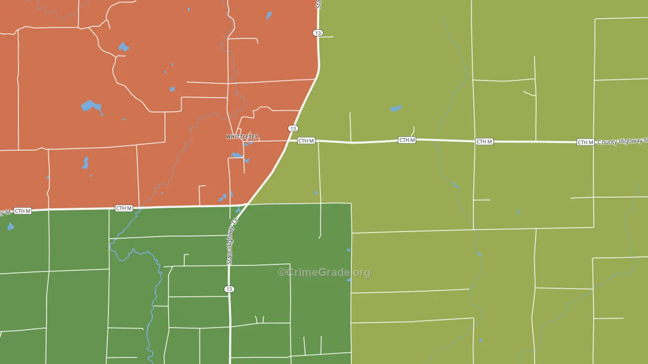 Whittlesey, WI Map of Murder Rates