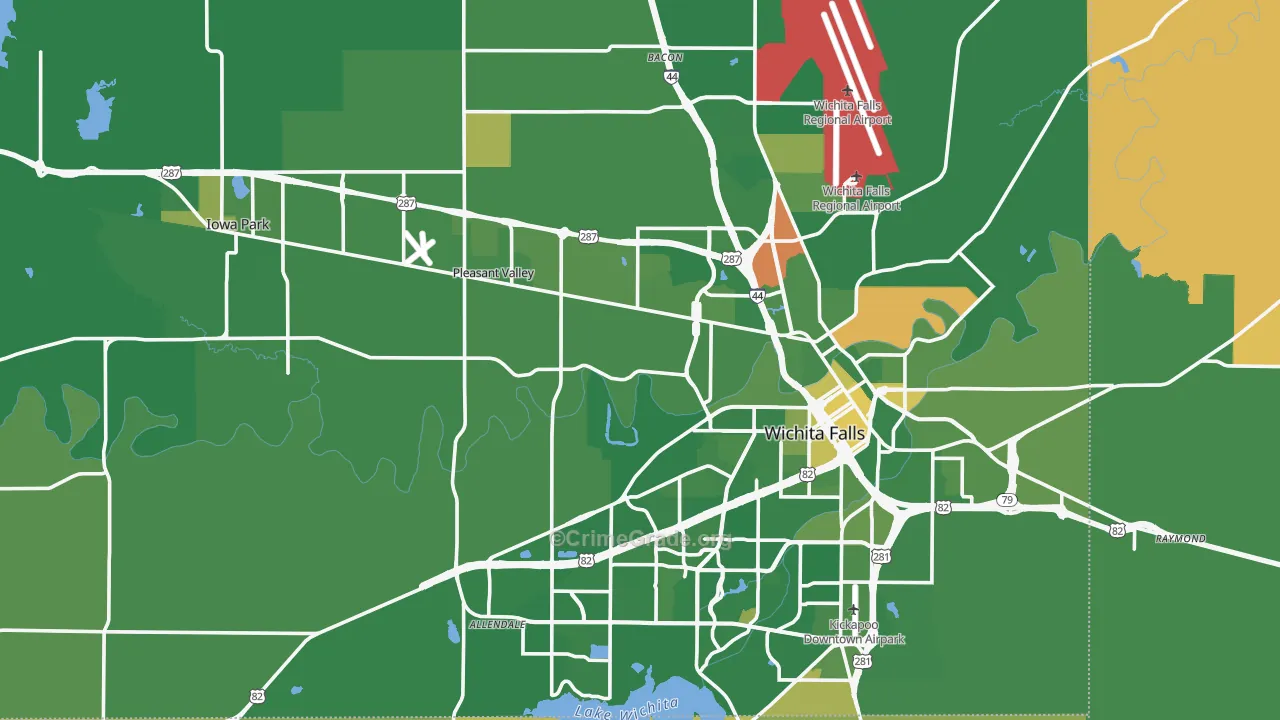 Wichita County, TX Map of Murder Rates