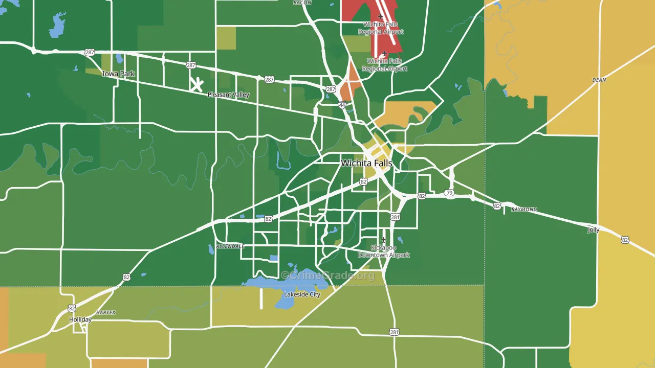 Wichita Falls, TX Map of Murder Rates