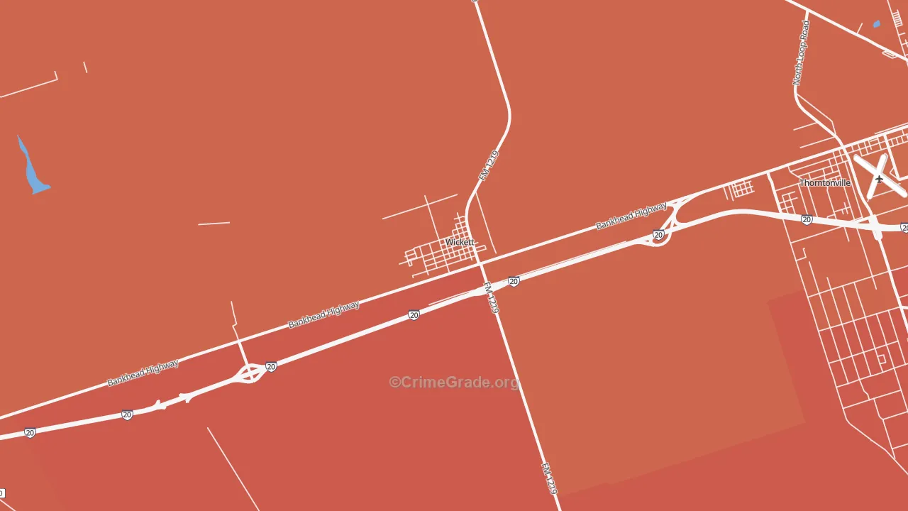 Wickett, TX Map of Murder Rates