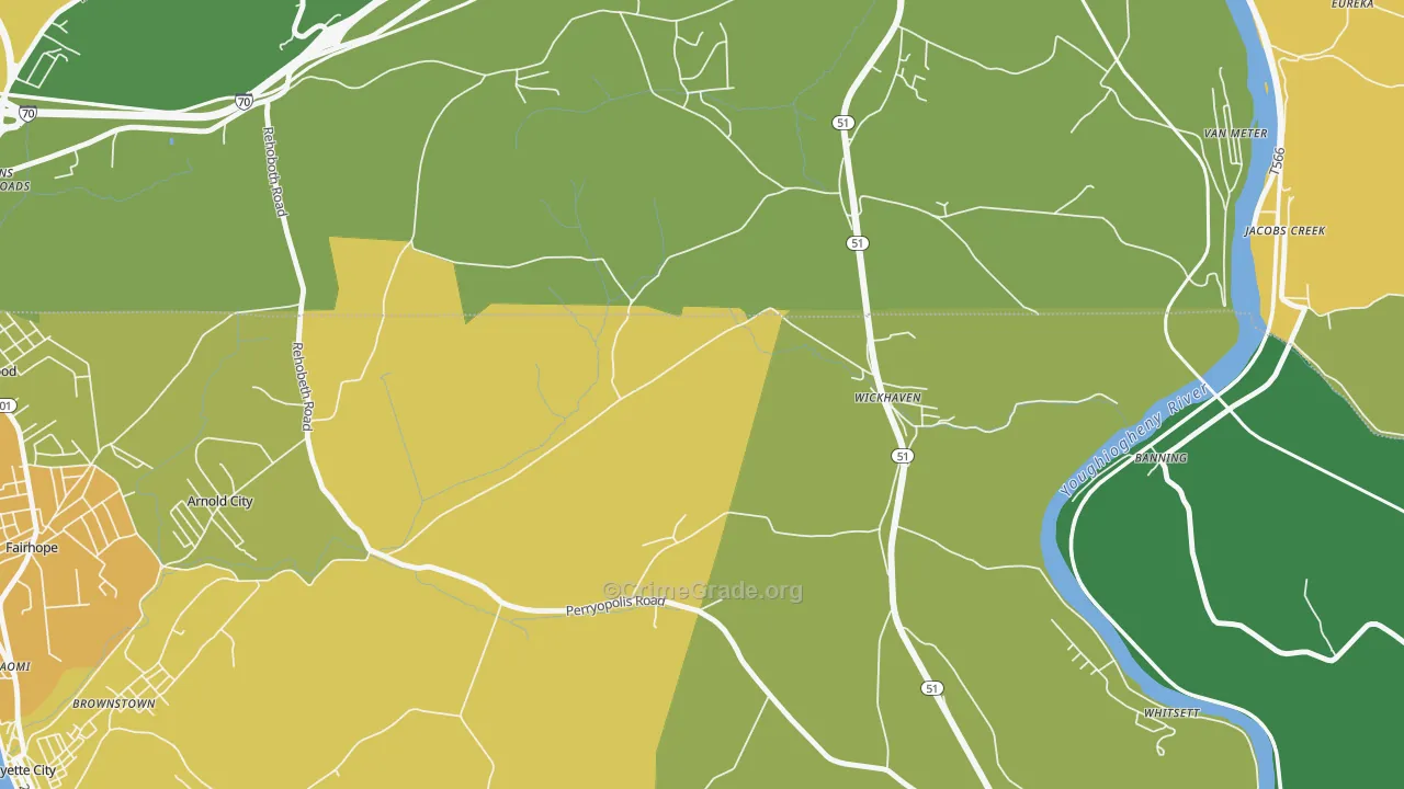 Wickhaven, PA Map of Murder Rates