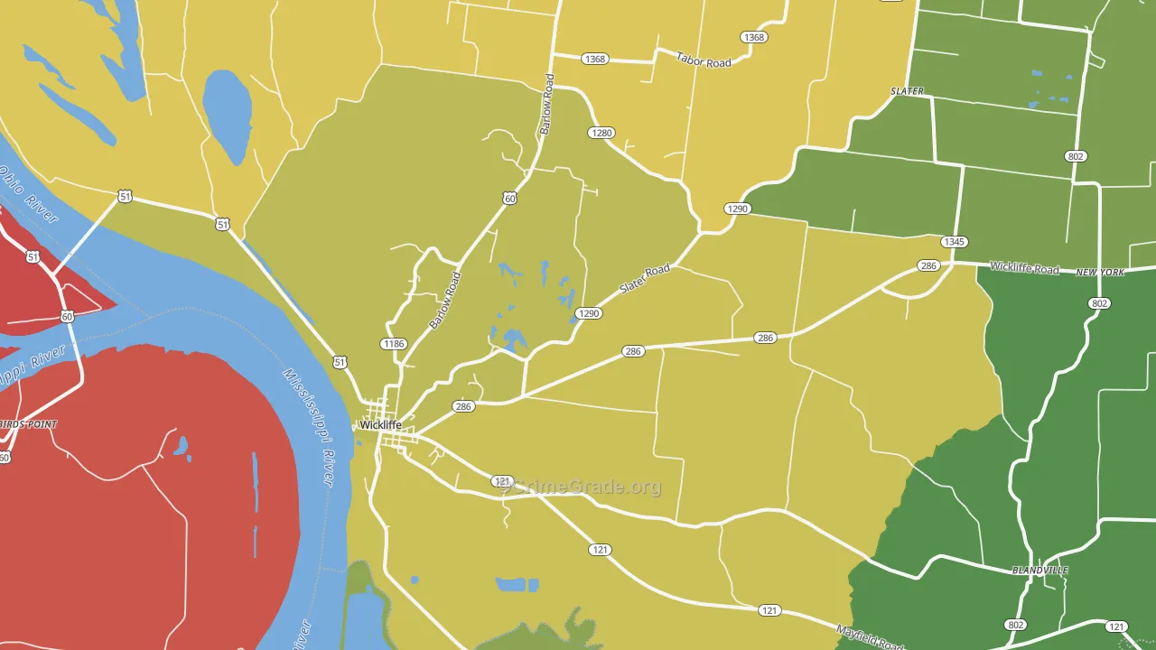 Wickliffe, KY Map of Murder Rates