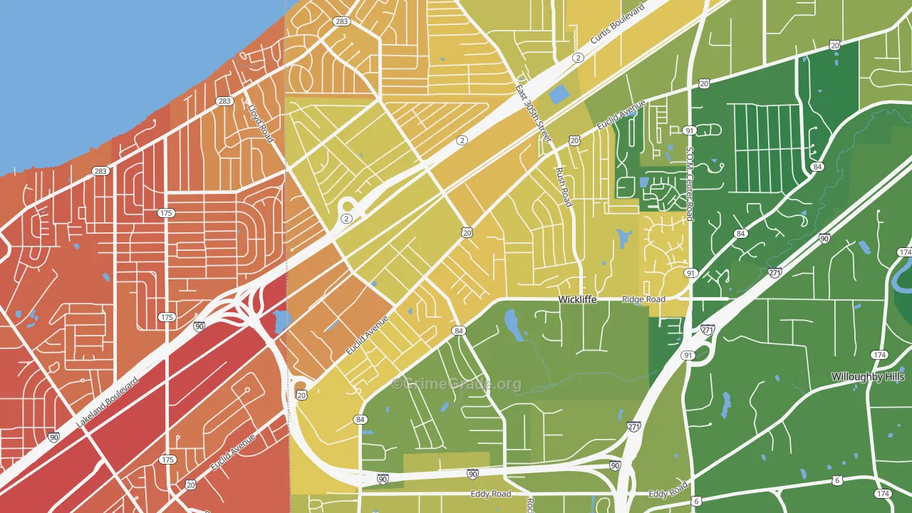 Wickliffe, OH Map of Murder Rates