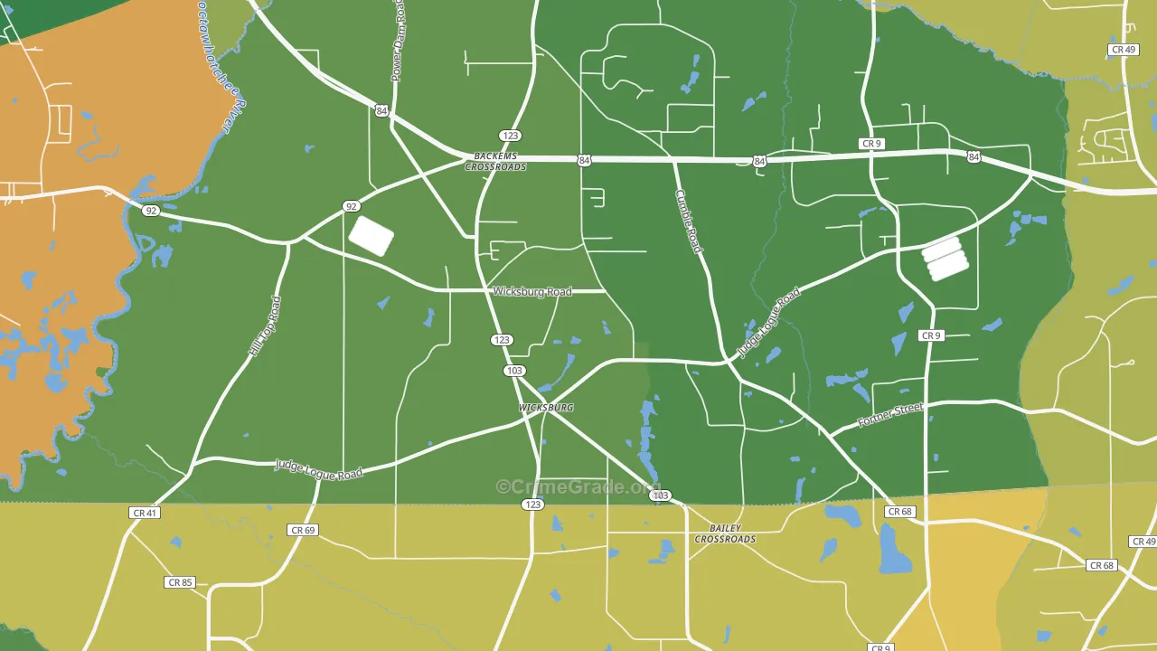 Wicksburg, AL Map of Murder Rates