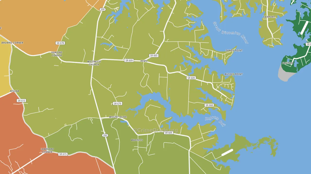 Wicomico Church, VA Map of Murder Rates