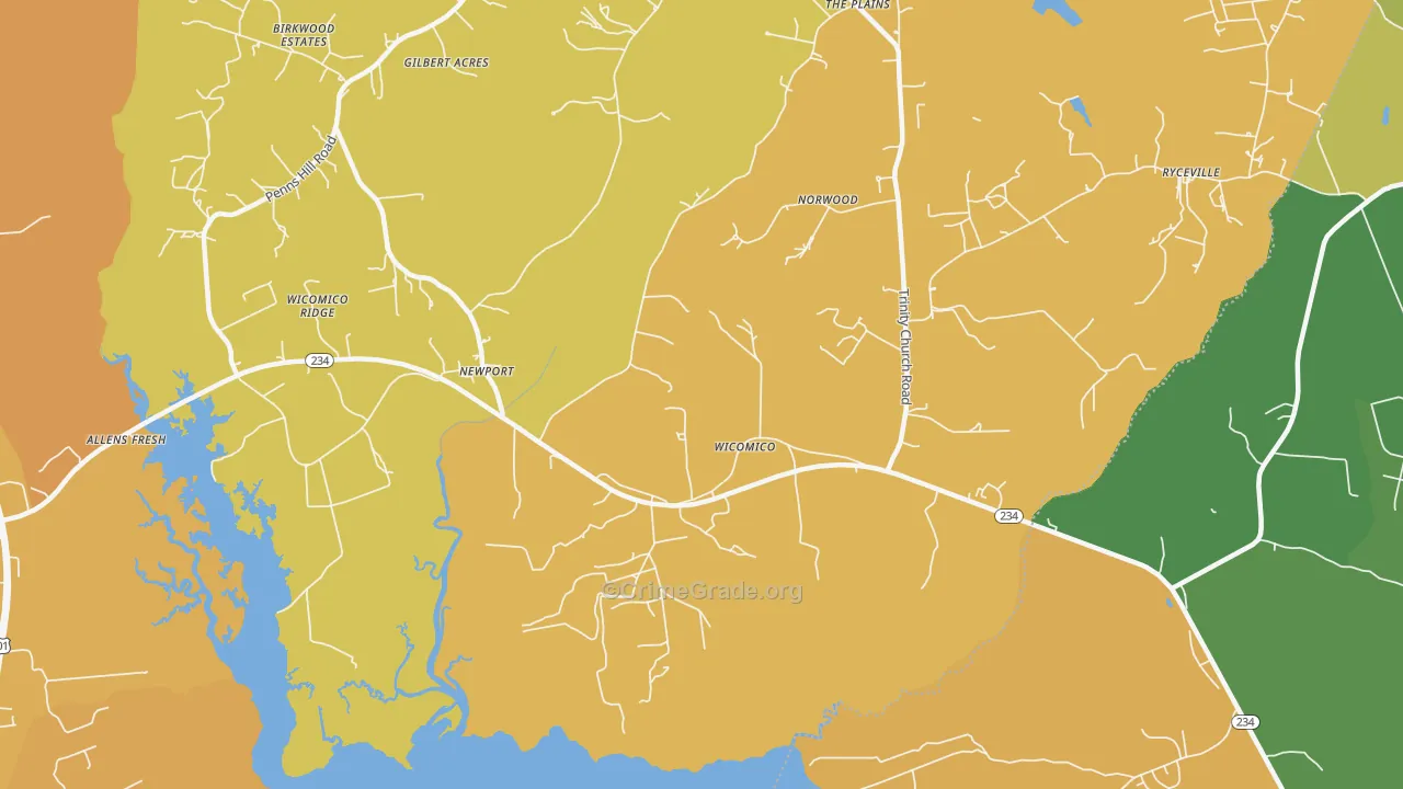 Wicomico, MD Map of Murder Rates