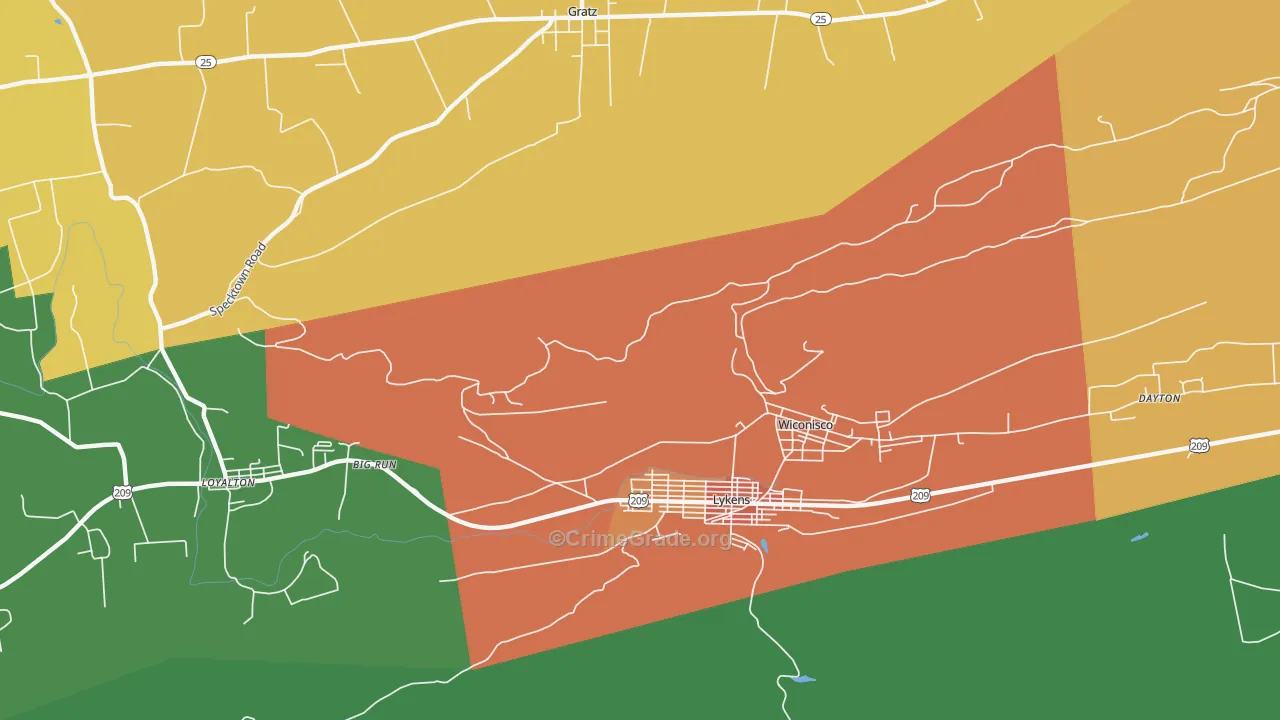 Wiconisco, PA Map of Murder Rates