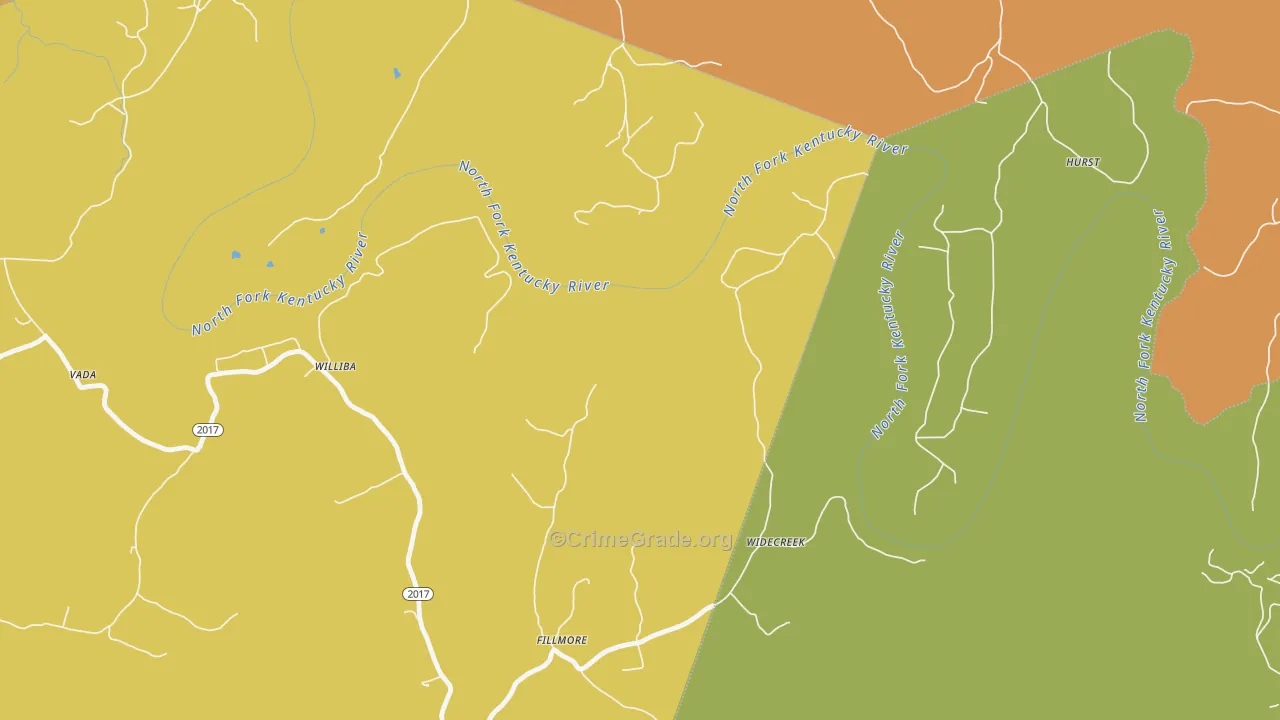 Widecreek, KY Map of Murder Rates