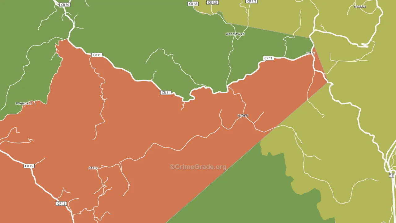 Widen, WV Map of Murder Rates