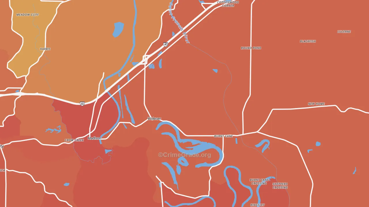 Widener, AR Map of Murder Rates