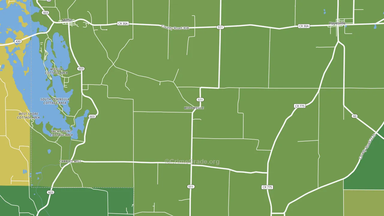 Widowville, OH Map of Murder Rates