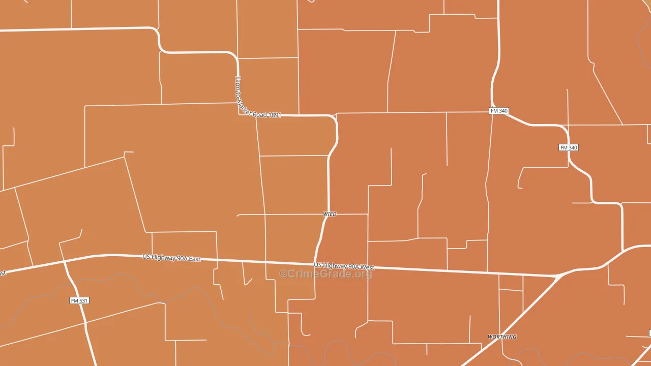 Wied, TX Map of Murder Rates